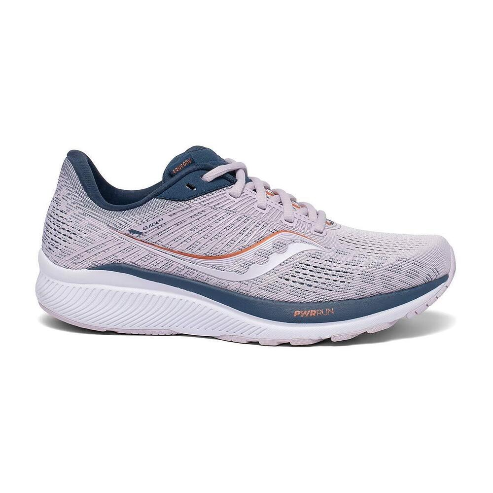SAUCONY WOMEN'S GUIDE 14 RUNNING SHOE, LILAC/NAVY, 7